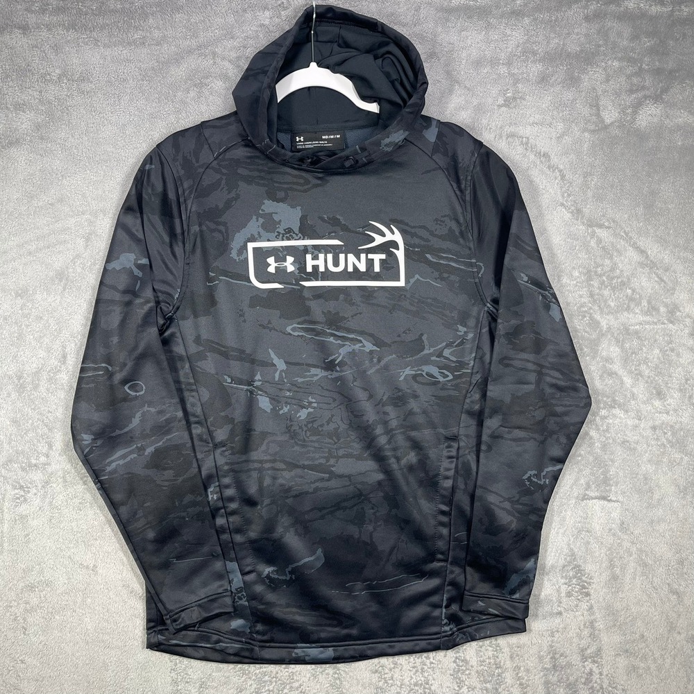 Under Armour Hoodie Mens M Camo Ridge Reaper Black Pullover Sweatshirt Loose‎
